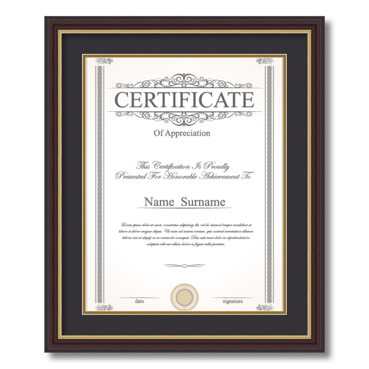 ArtToFrames 18x14 inch Diploma Frame - Framed with Black and Gold Mats, Comes with Regular Acrylic and Sawtooth Hanger for Wall Hanging (D-18x14)